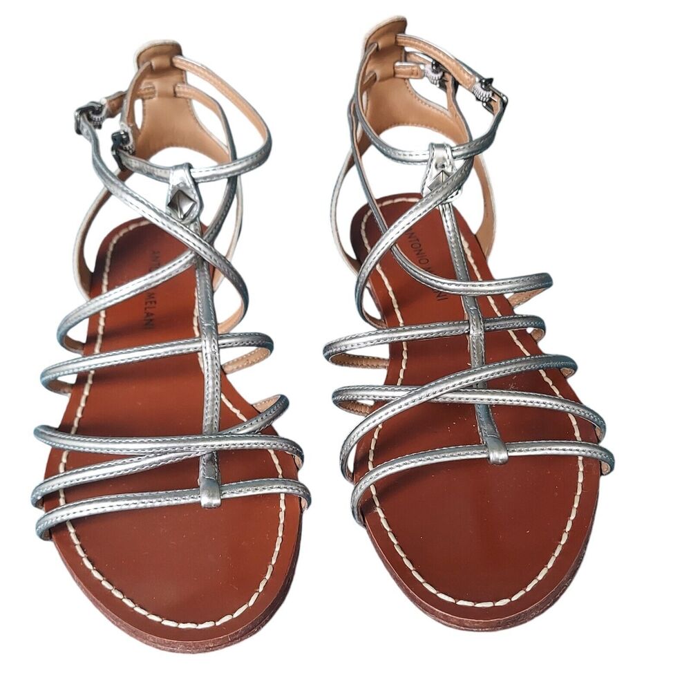 Antonio Melani Silver Gladiator Sandals Woman's Size 8M